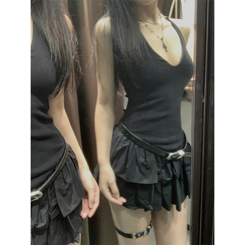 MEXZT Y2K Black Mini Dress Wom - Y2K Backless Halter Mini Dress ulasan dan harga