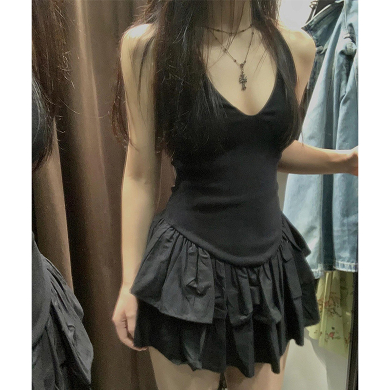 MEXZT Y2K Black Mini Dress Wom - Y2K Backless Halter Mini Dress ulasan dan harga