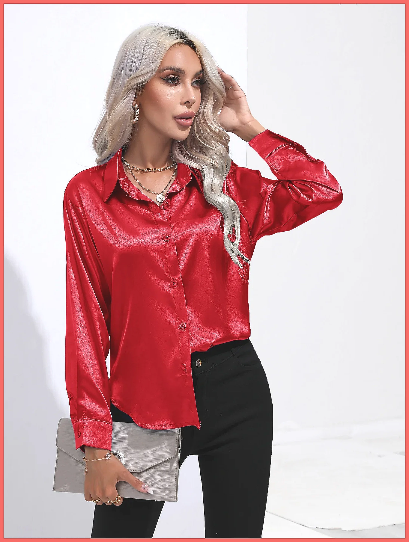2025 Spring Summer Satin Shirt - Blouses ulasan dan harga