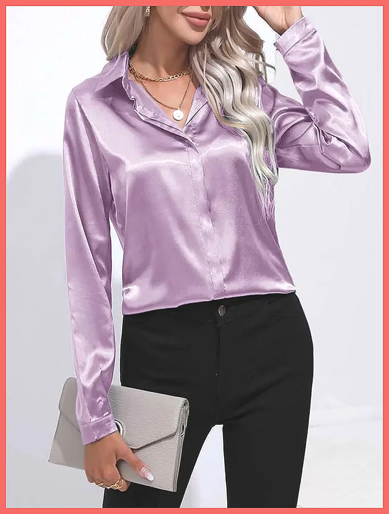 2025 Spring Summer Satin Shirt - Blouses ulasan dan harga