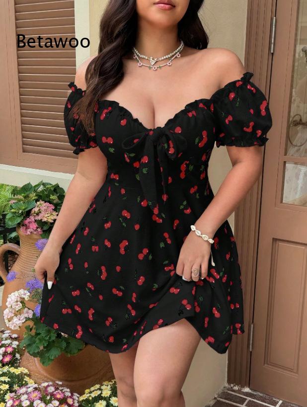 Women's Off Shoulder Floral Pr - Off Shoulder Puff Sleeve Sundress ulasan dan harga