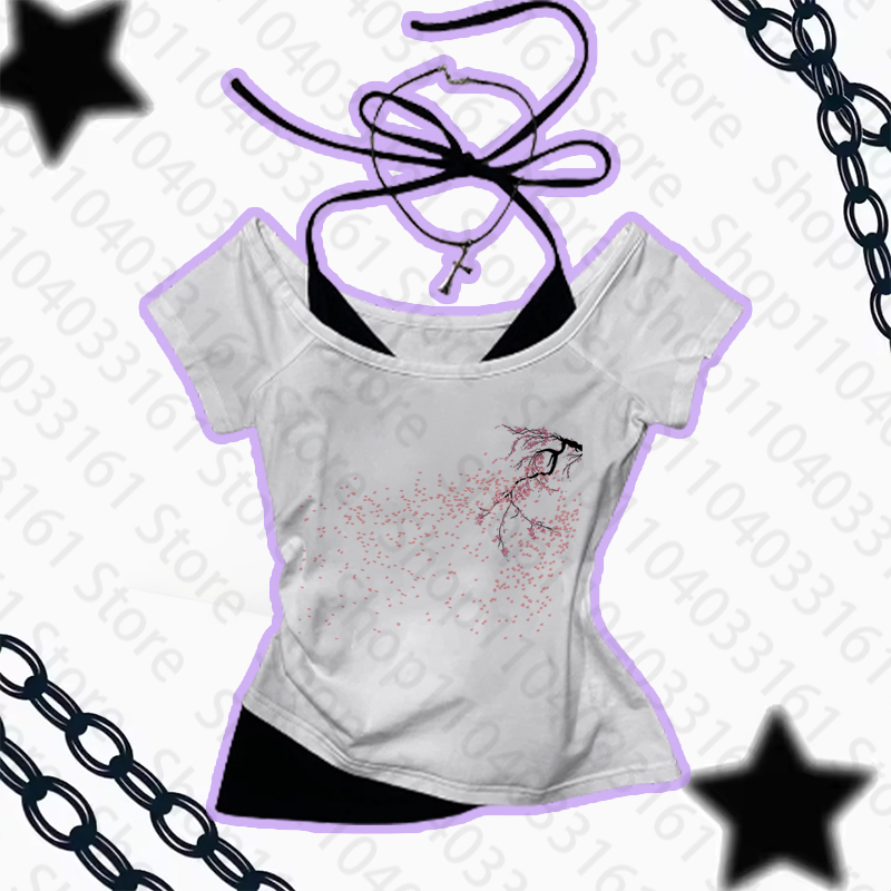Aesthetic Gothic Punk Baby Tee - Y2K Graphic Baby Tee Crop ulasan dan harga