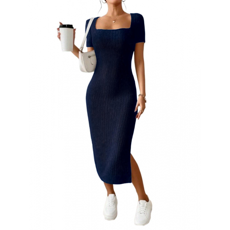 Ropa Para Mujer Vintage Ribbed - Bodycon Long Sleeve Ribbed Dress ulasan dan harga