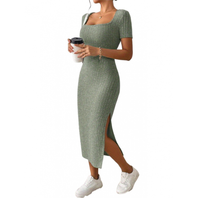 Ropa Para Mujer Vintage Ribbed - Bodycon Long Sleeve Ribbed Dress ulasan dan harga