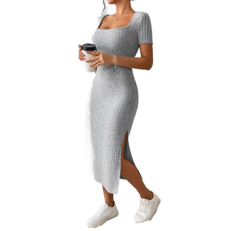 Ropa Para Mujer Vintage Ribbed - Bodycon Long Sleeve Ribbed Dress ulasan dan harga