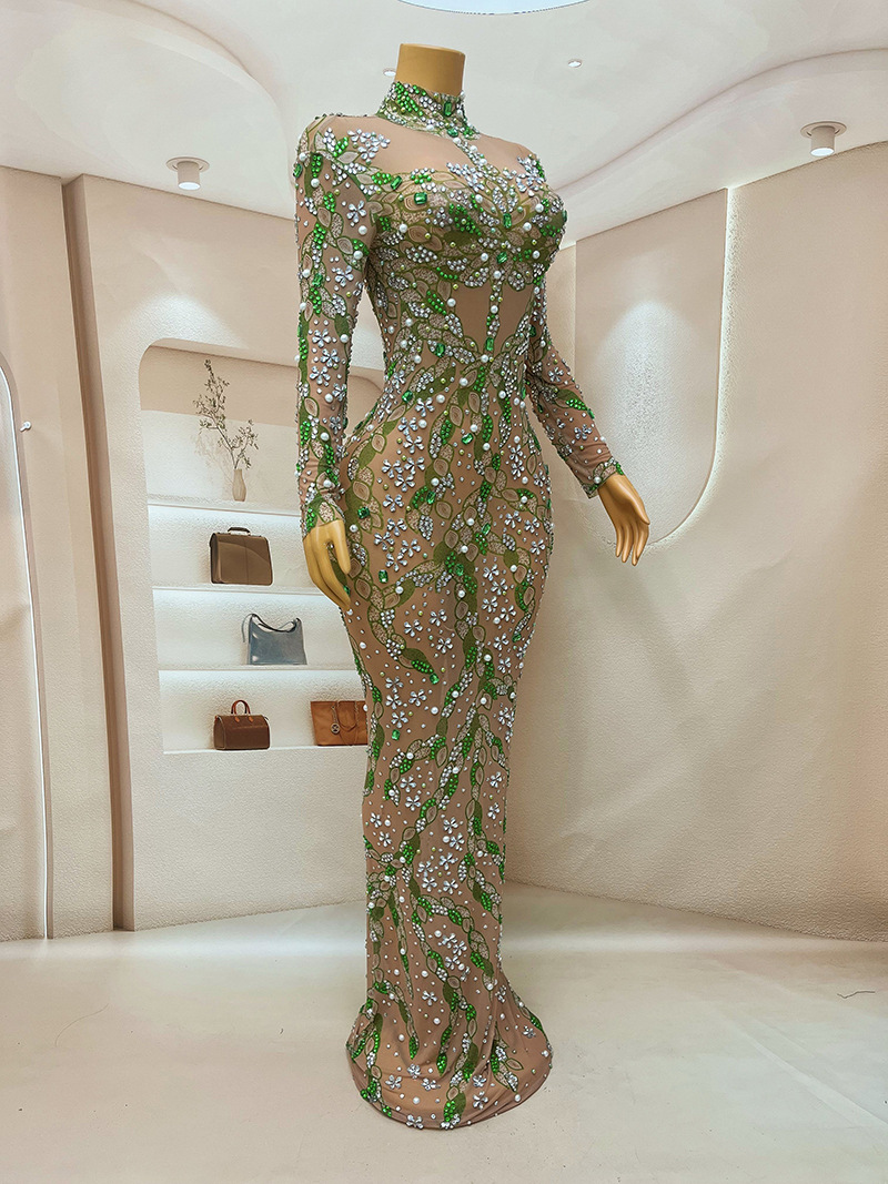 A stunning evening gown Long   - Sparkly Rhinestone Club Party Dress ulasan dan harga