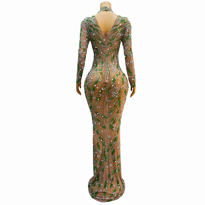 A stunning evening gown Long   - Sparkly Rhinestone Club Party Dress ulasan dan harga