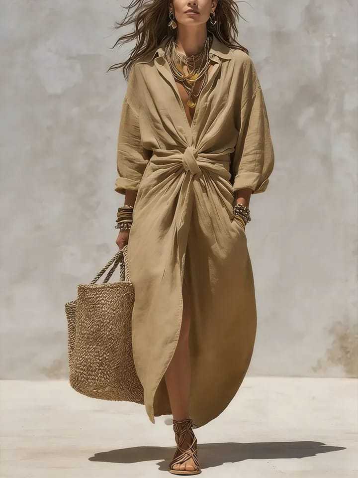 Boho White Linen Cotton Shirt  - Casual Loose Linen Shirt Dress ulasan dan harga