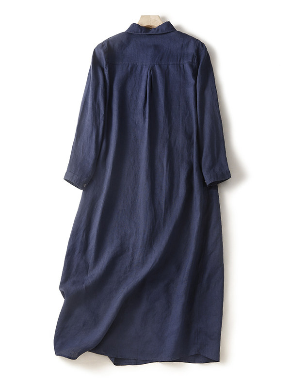 Casual Cotton Linen Loose Shir - Casual Loose Linen Shirt Dress ulasan dan harga