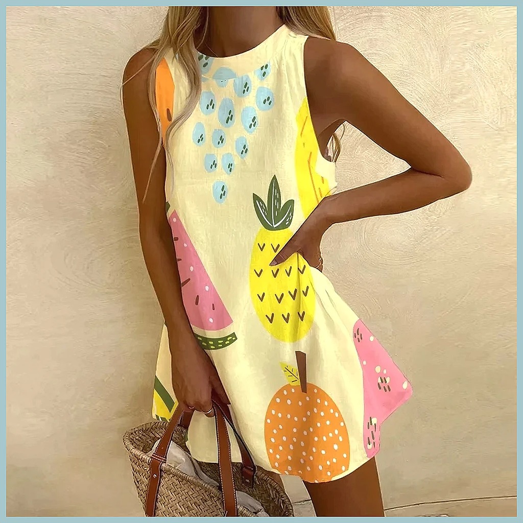 Women's Pineapple Print Sleeve - Dresses ulasan dan harga