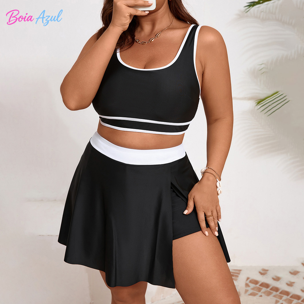 Plus size black and white cont - Dresses ulasan dan harga