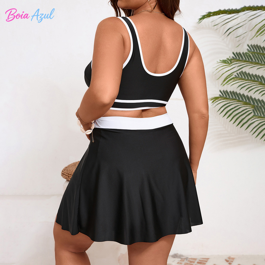 Plus size black and white cont - Dresses ulasan dan harga