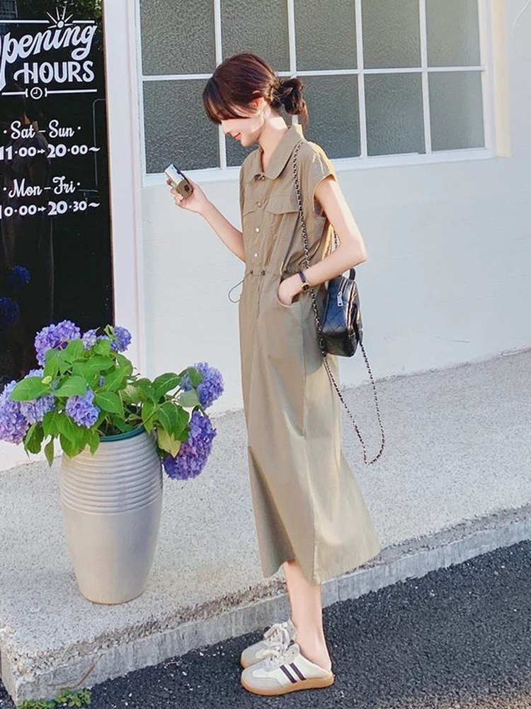 Slimming plus Size Korean Styl - Korean Style A Line Shirt Dress ulasan dan harga