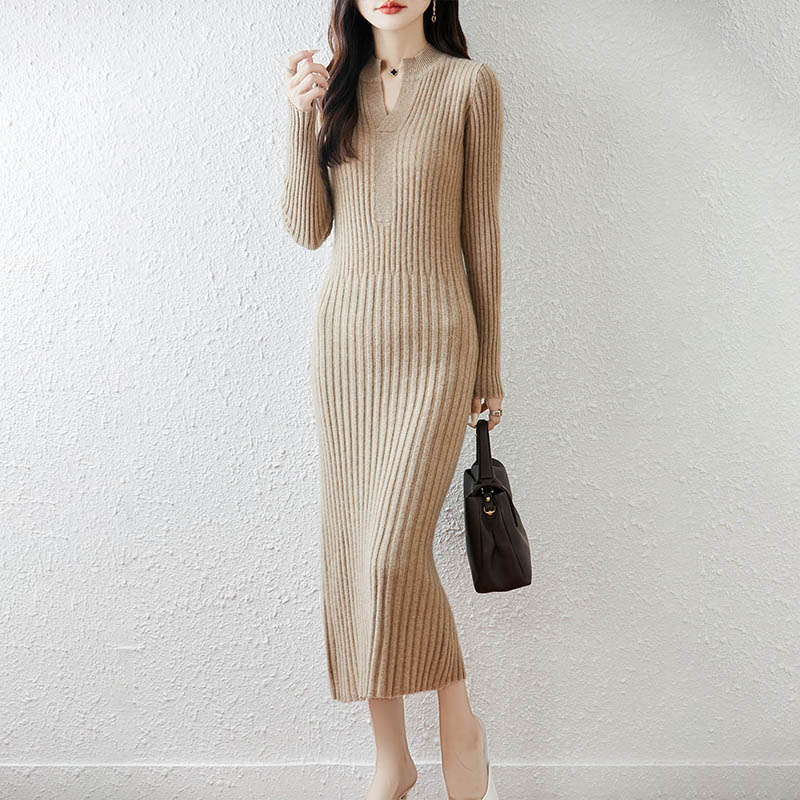 Smart Minimalist Ribbed 2025 W - Bodycon Long Sleeve Ribbed Dress ulasan dan harga
