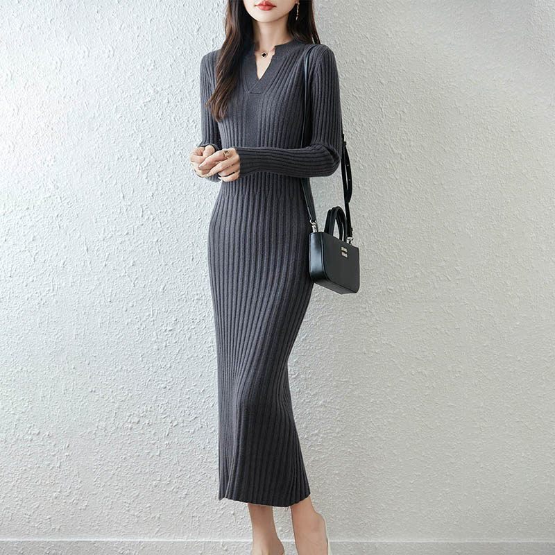 Smart Minimalist Ribbed 2025 W - Bodycon Long Sleeve Ribbed Dress ulasan dan harga