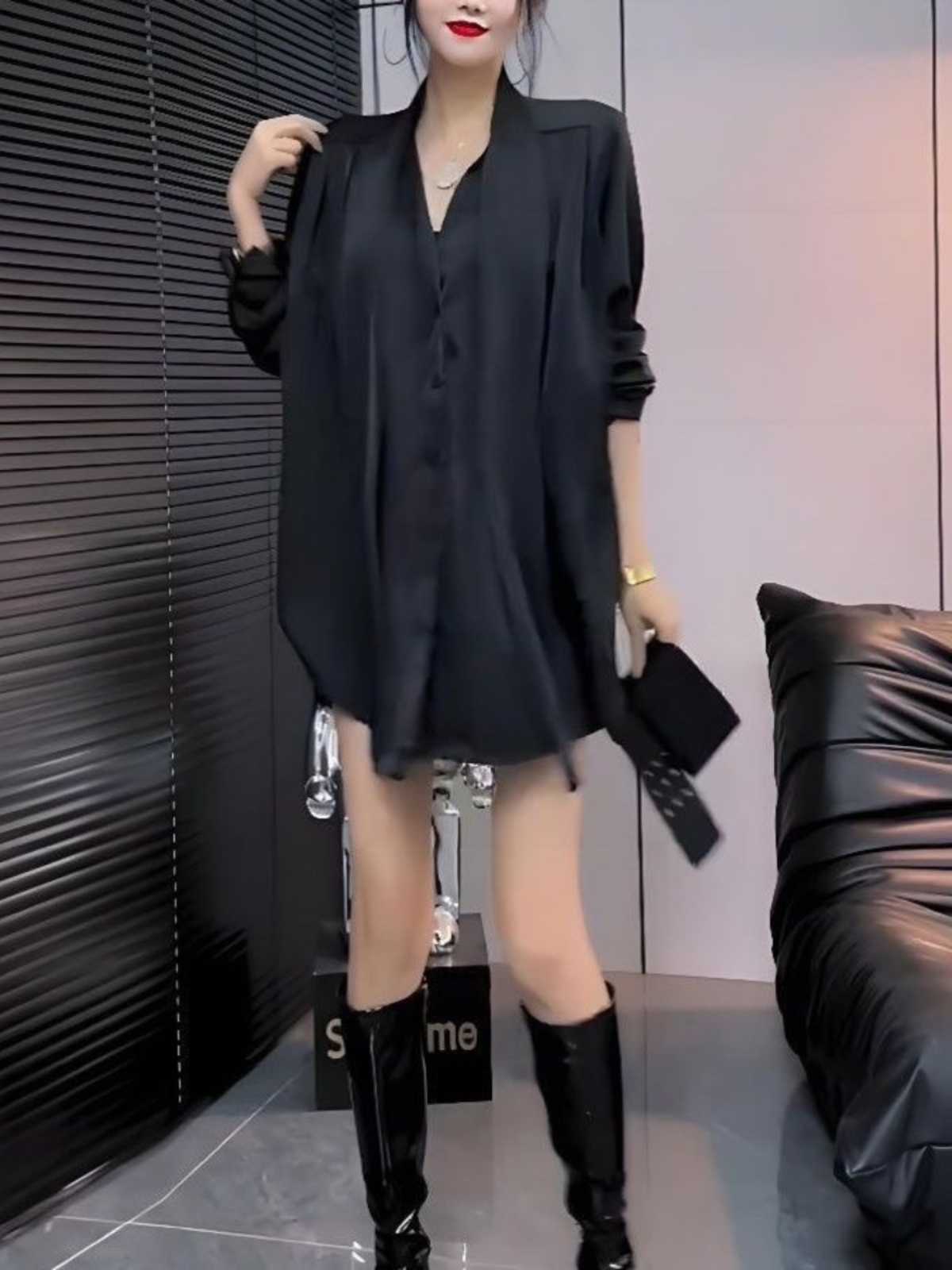 White Silk Shirt Dress Women's - Korean Style A Line Shirt Dress ulasan dan harga