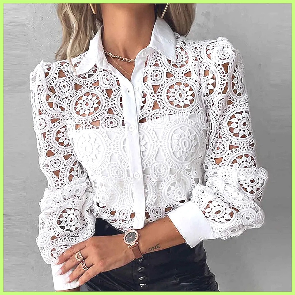 2025 Women's White Lace Shirt, - Blouses ulasan dan harga