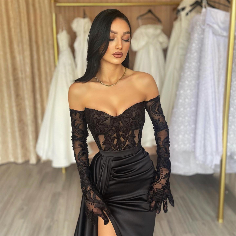 Lily Mermiad Sexy Evening Gown - Elegant Satin Evening Gown Split ulasan dan harga