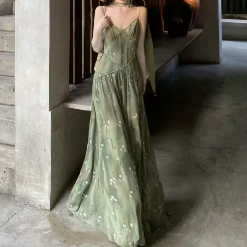 2025 New Vintage Elegant Frenc - French Vintage Floral Midi Dress ulasan dan harga