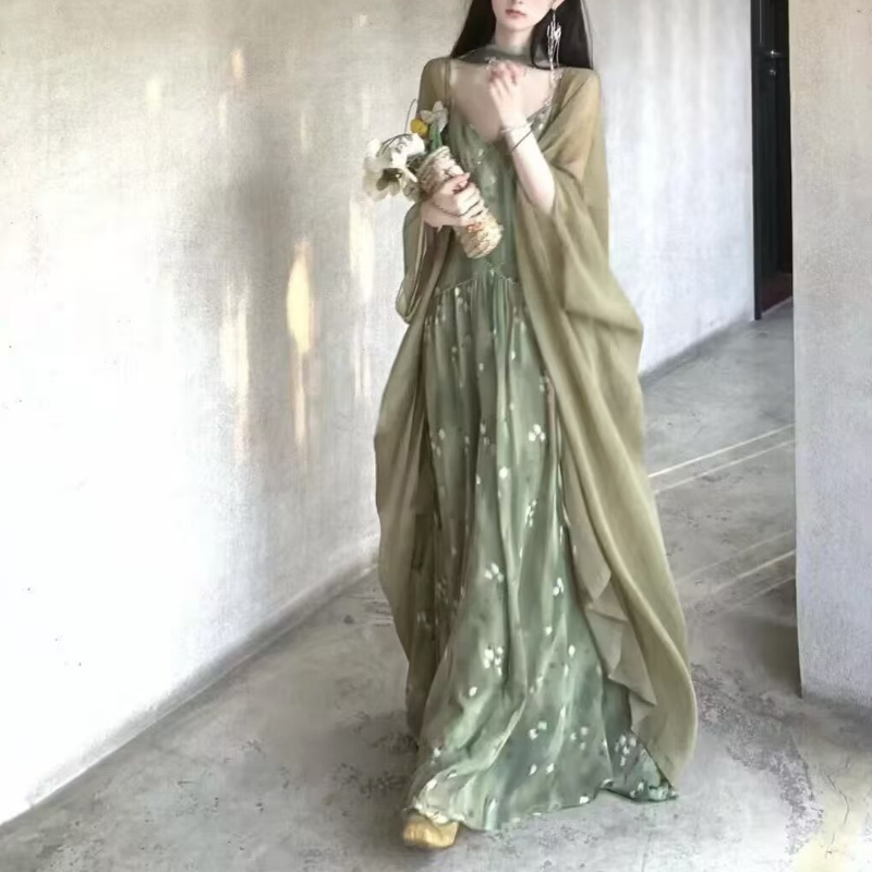 2025 New Vintage Elegant Frenc - French Vintage Floral Midi Dress ulasan dan harga