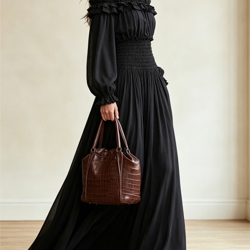 Women Off‑Shoulder Ruffle Maxi - Off Shoulder Puff Sleeve Sundress ulasan dan harga