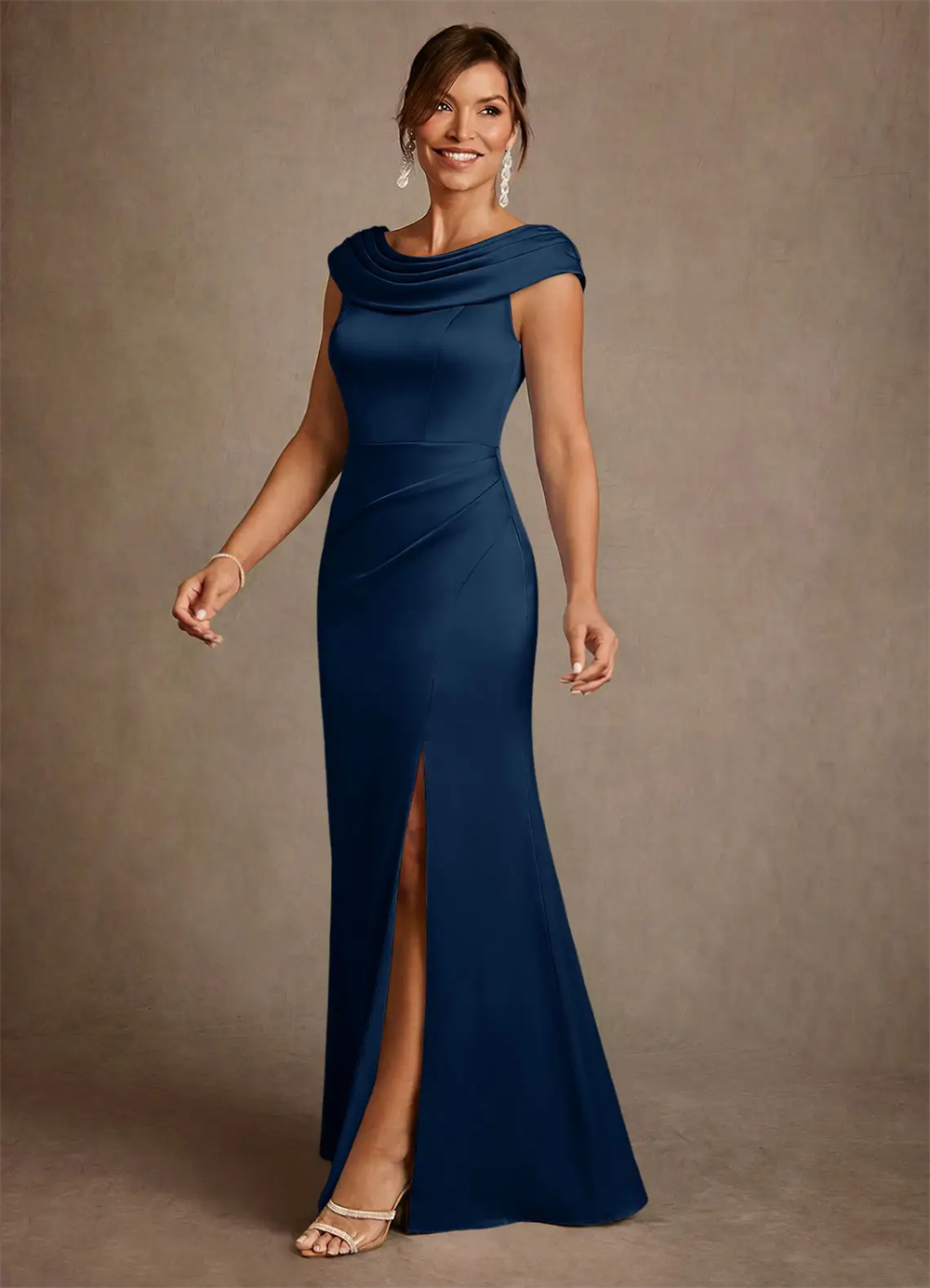 Mother Dress Mother Of Bride D - Elegant Satin Evening Gown Split ulasan dan harga
