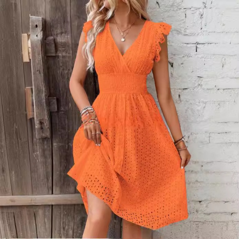 New European Summer Ruffle Sle - French Vintage Floral Midi Dress ulasan dan harga