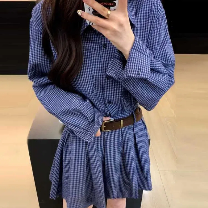 Korean College Style Design, R - Korean Style A Line Shirt Dress ulasan dan harga
