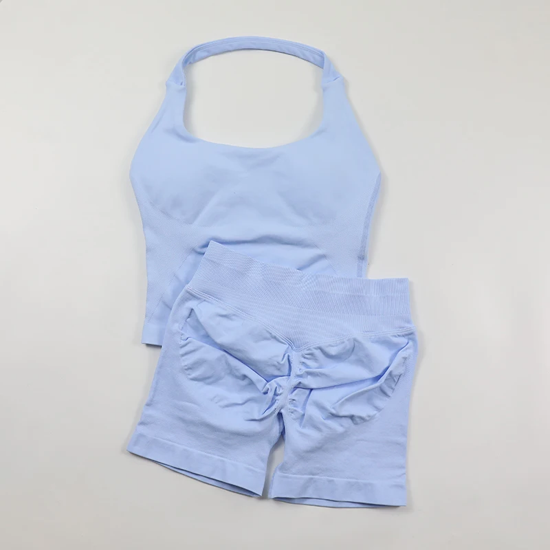 Seamless Yoga Set Womens Backl - Seamless Ribbed Workout Tank Top ulasan dan harga