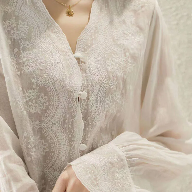 GELITAYIN V-Neck Long Sleeve L - Casual Loose Linen Shirt Dress ulasan dan harga