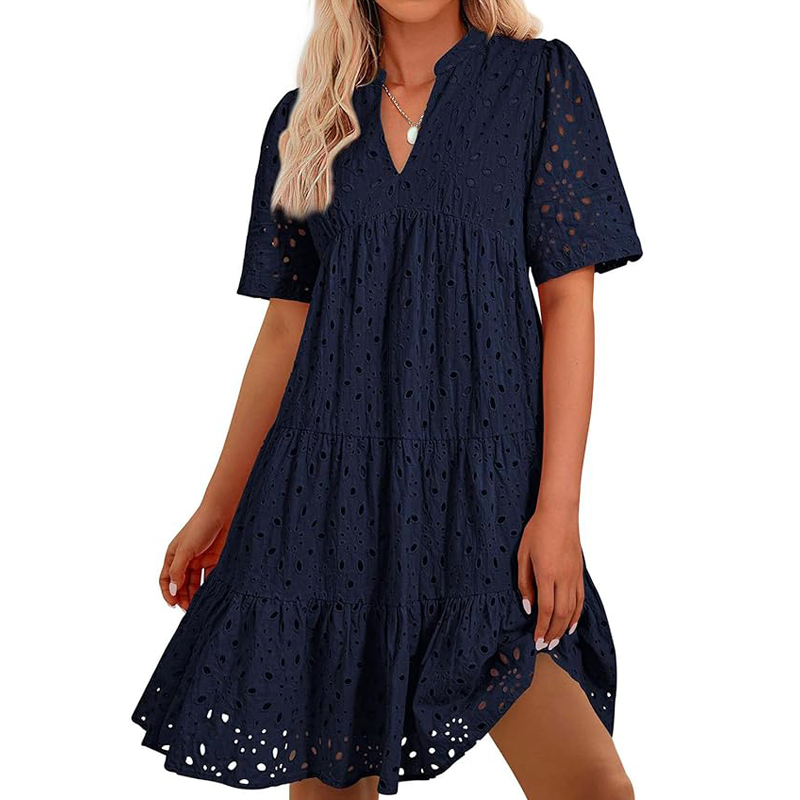 Women's Bohemian Summer V-Neck - French Vintage Floral Midi Dress ulasan dan harga