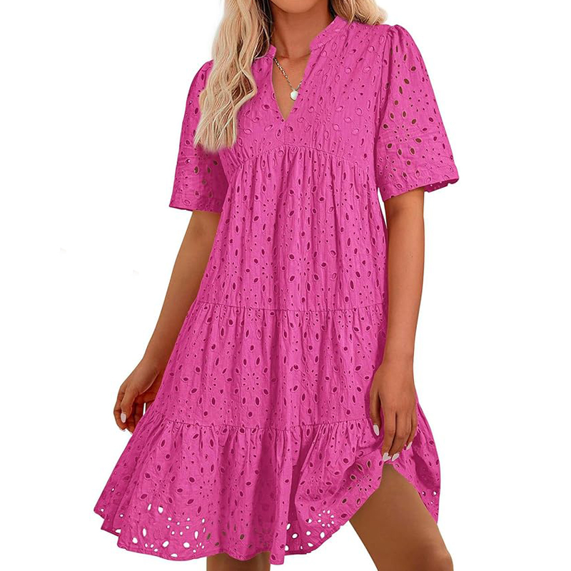 Women's Bohemian Summer V-Neck - French Vintage Floral Midi Dress ulasan dan harga