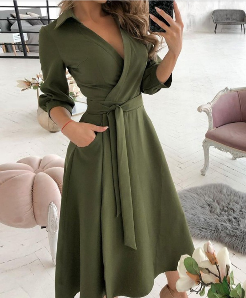 Women Print Dress Sexy V-Neck  - French Vintage Floral Midi Dress ulasan dan harga