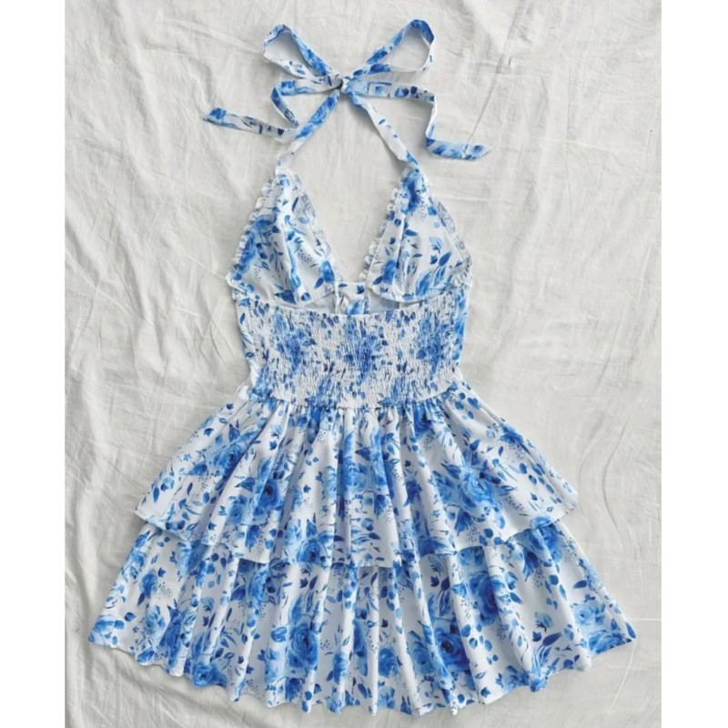 Women Vacation Style Retro Sho - French Vintage Floral Midi Dress ulasan dan harga