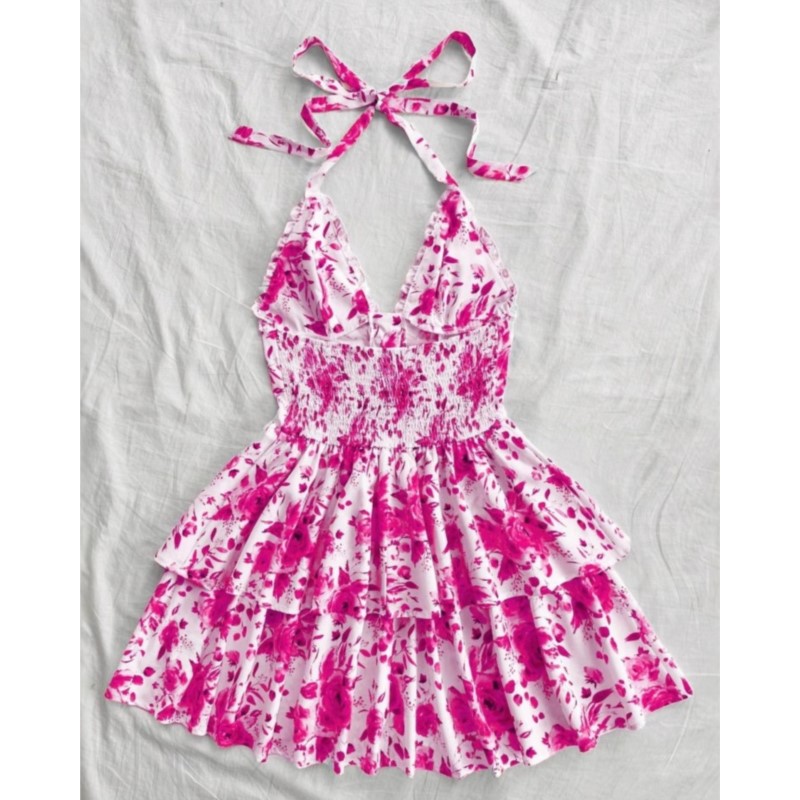 Women Vacation Style Retro Sho - French Vintage Floral Midi Dress ulasan dan harga