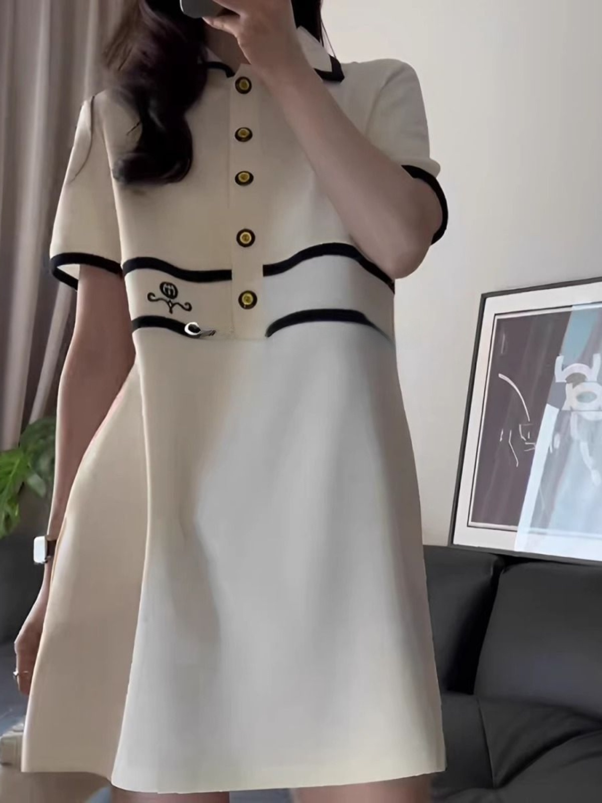 plus Size  Collar Short Sleeve - Korean Style A Line Shirt Dress ulasan dan harga