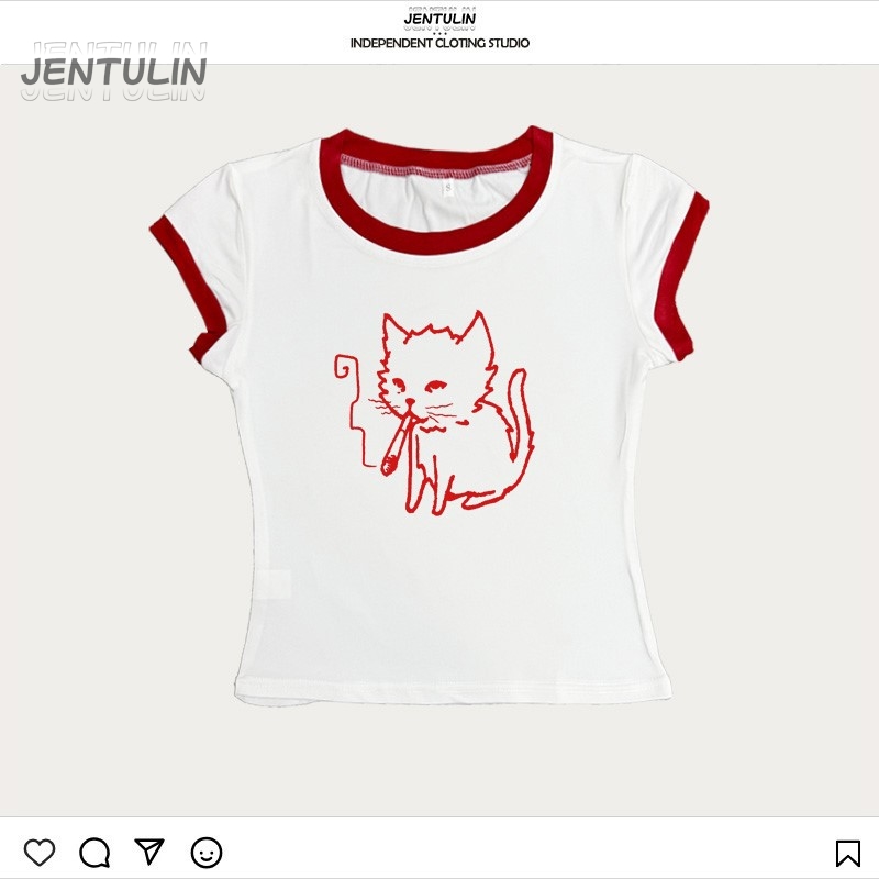 Korea Style Y2k 90s Crop Top H - Y2K Graphic Baby Tee Crop ulasan dan harga