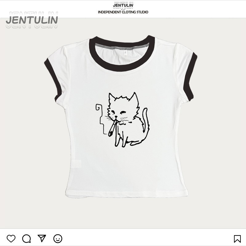 Korea Style Y2k 90s Crop Top H - Y2K Graphic Baby Tee Crop ulasan dan harga