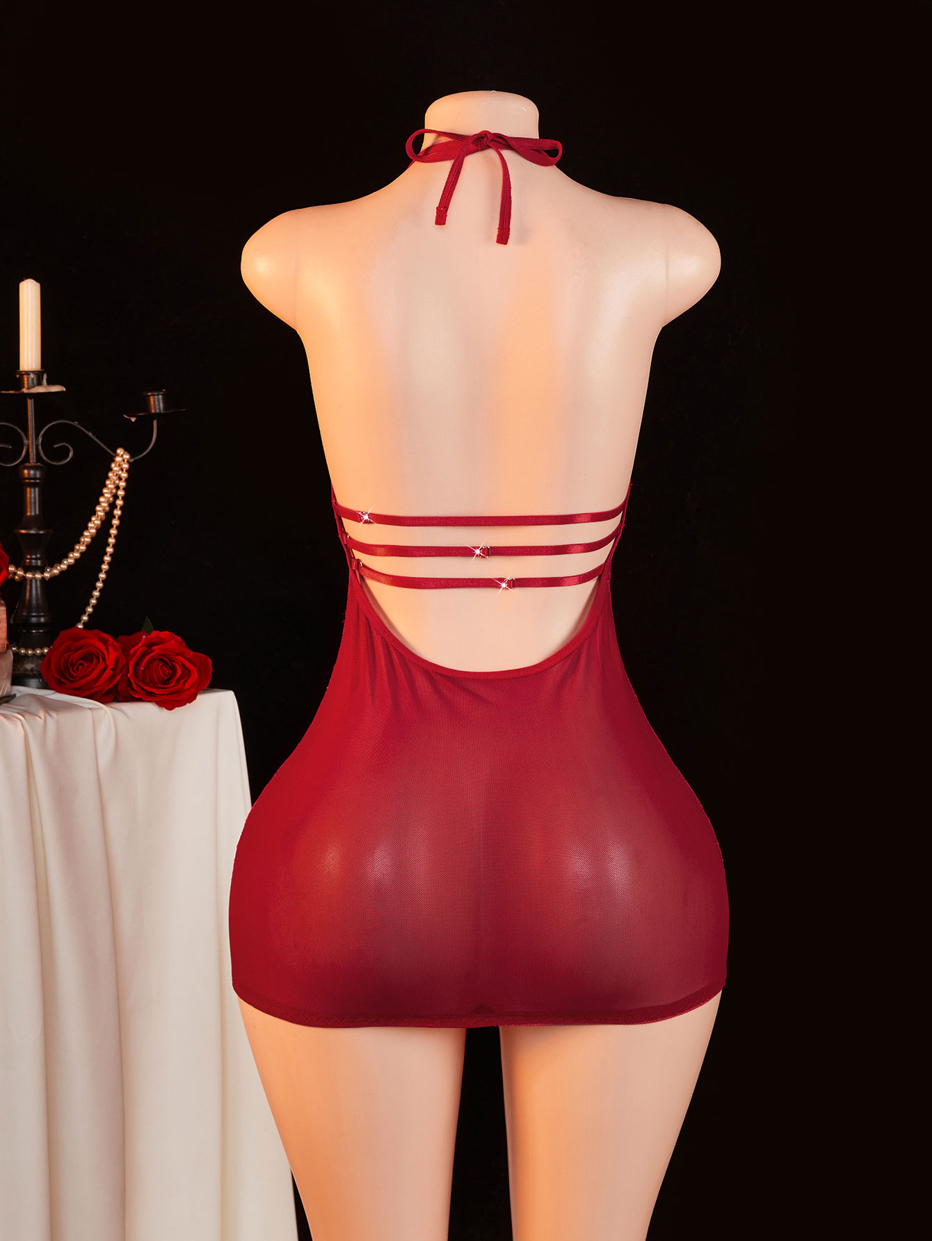 Sheer Lace Babydoll Women Halt - Sexy Mesh Sheer Bodycon Dress ulasan dan harga