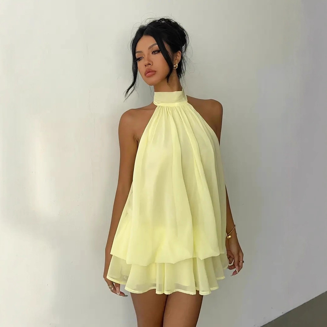 Women's Halter Neck Dress Back - Y2K Backless Halter Mini Dress ulasan dan harga