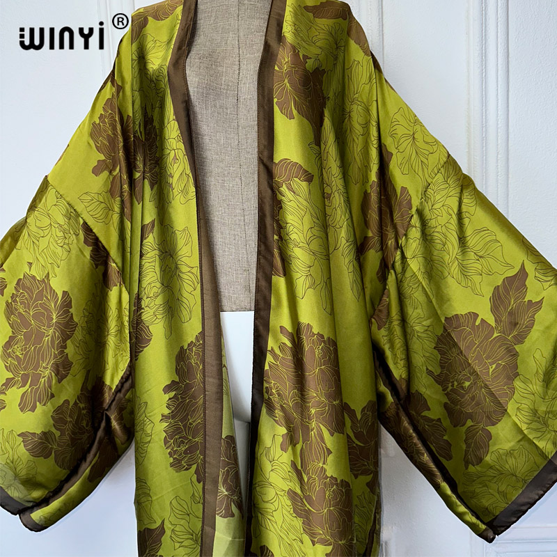 WINYI Africa boho print Kimono - Boho Summer Beach Maxi Dress ulasan dan harga