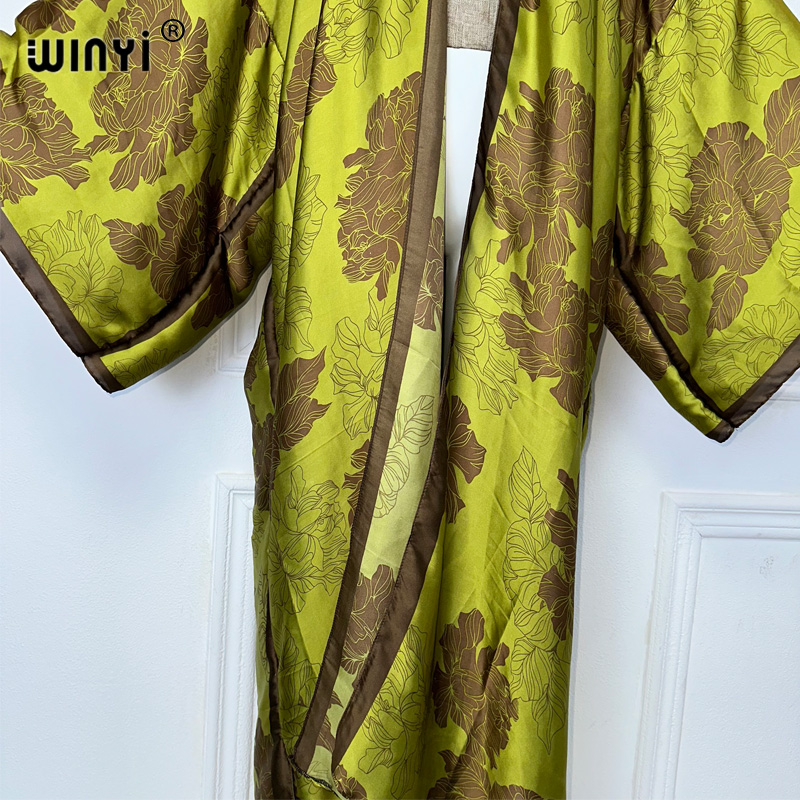 WINYI Africa boho print Kimono - Boho Summer Beach Maxi Dress ulasan dan harga