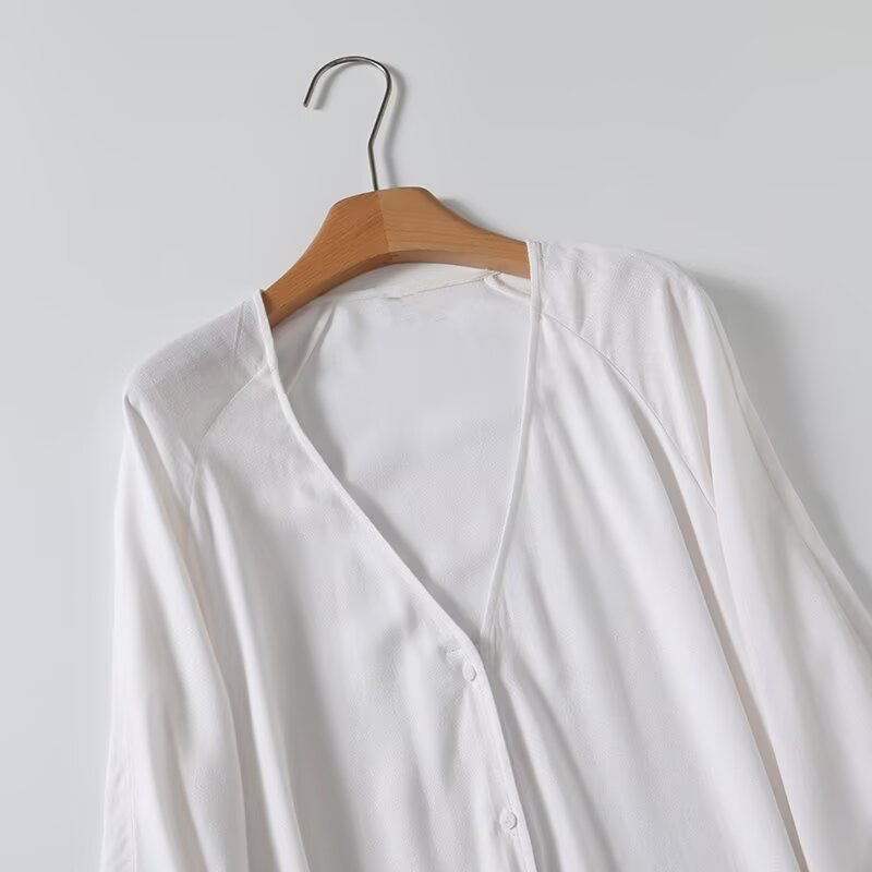 Dave&Di Moroccan Retro Linen L - Casual Loose Linen Shirt Dress ulasan dan harga