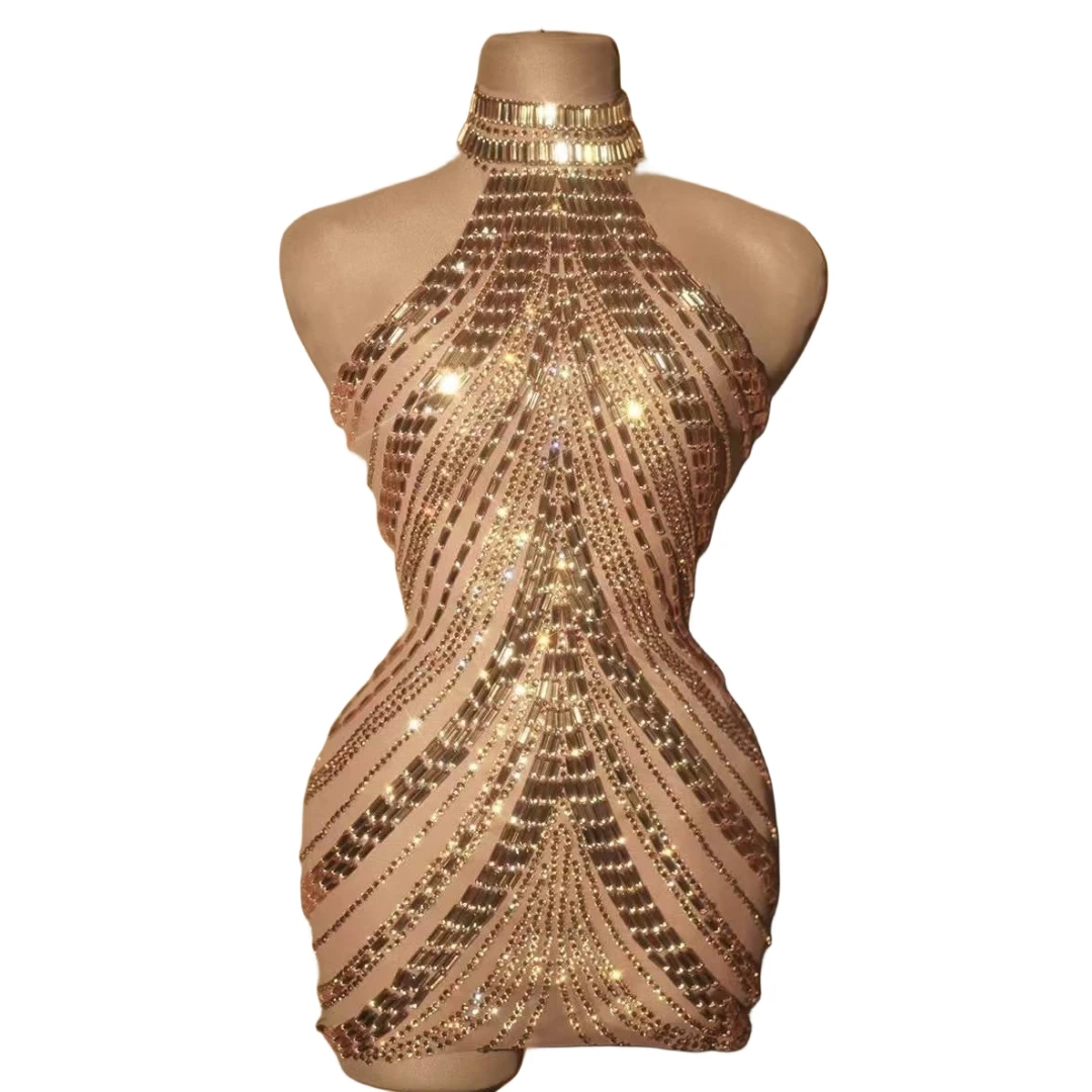Sparkly Dress Women Stretch Rh - Sparkly Rhinestone Club Party Dress ulasan dan harga