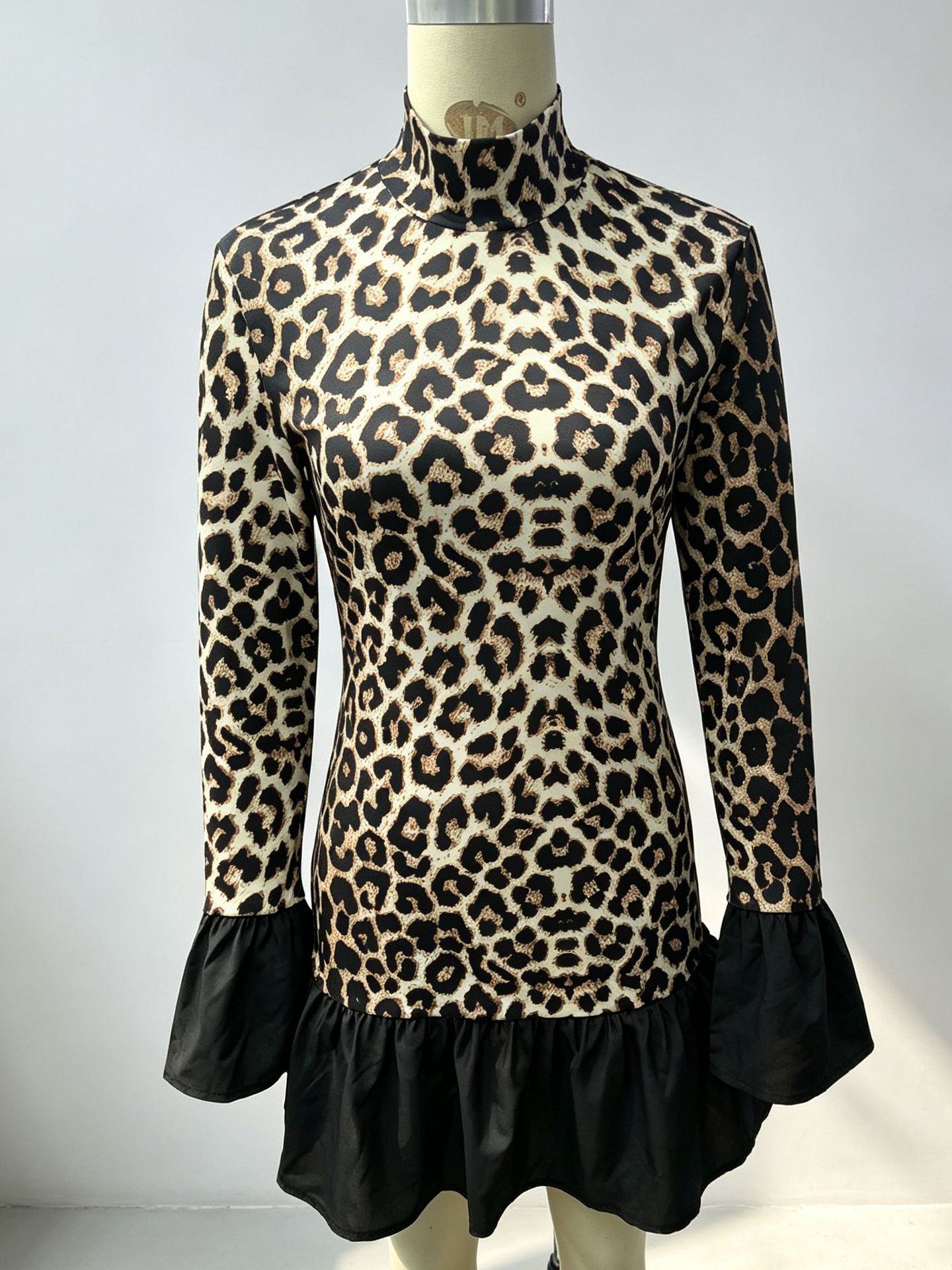 Women's round-neck leopard pri - Dresses ulasan dan harga