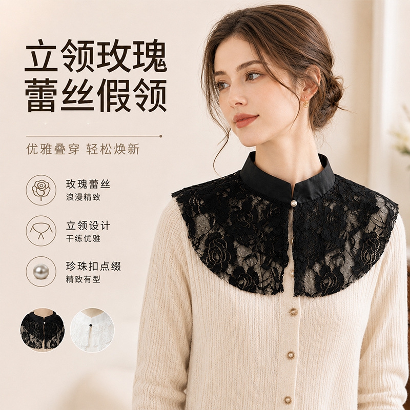 Elegant Lace Floral False Coll - Dresses ulasan dan harga