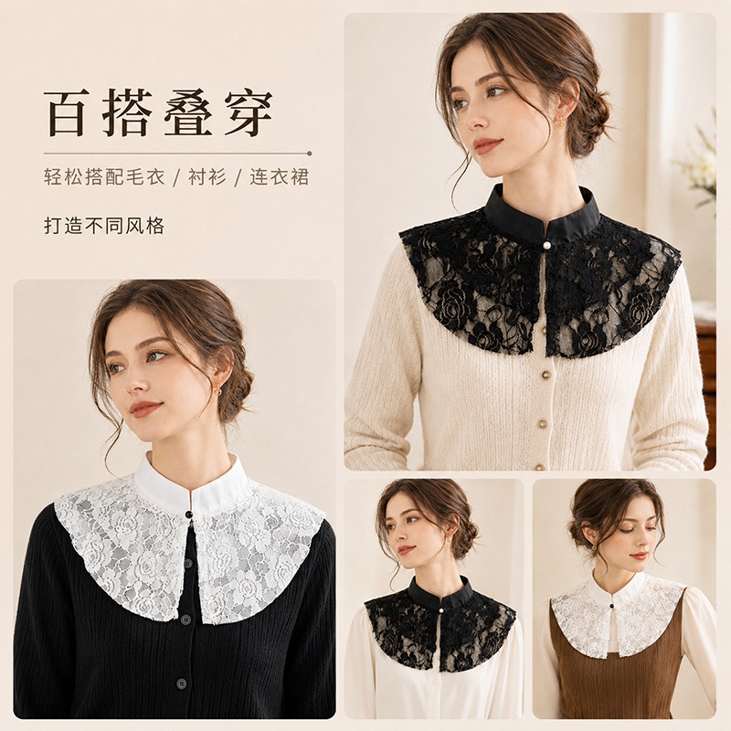Elegant Lace Floral False Coll - Dresses ulasan dan harga