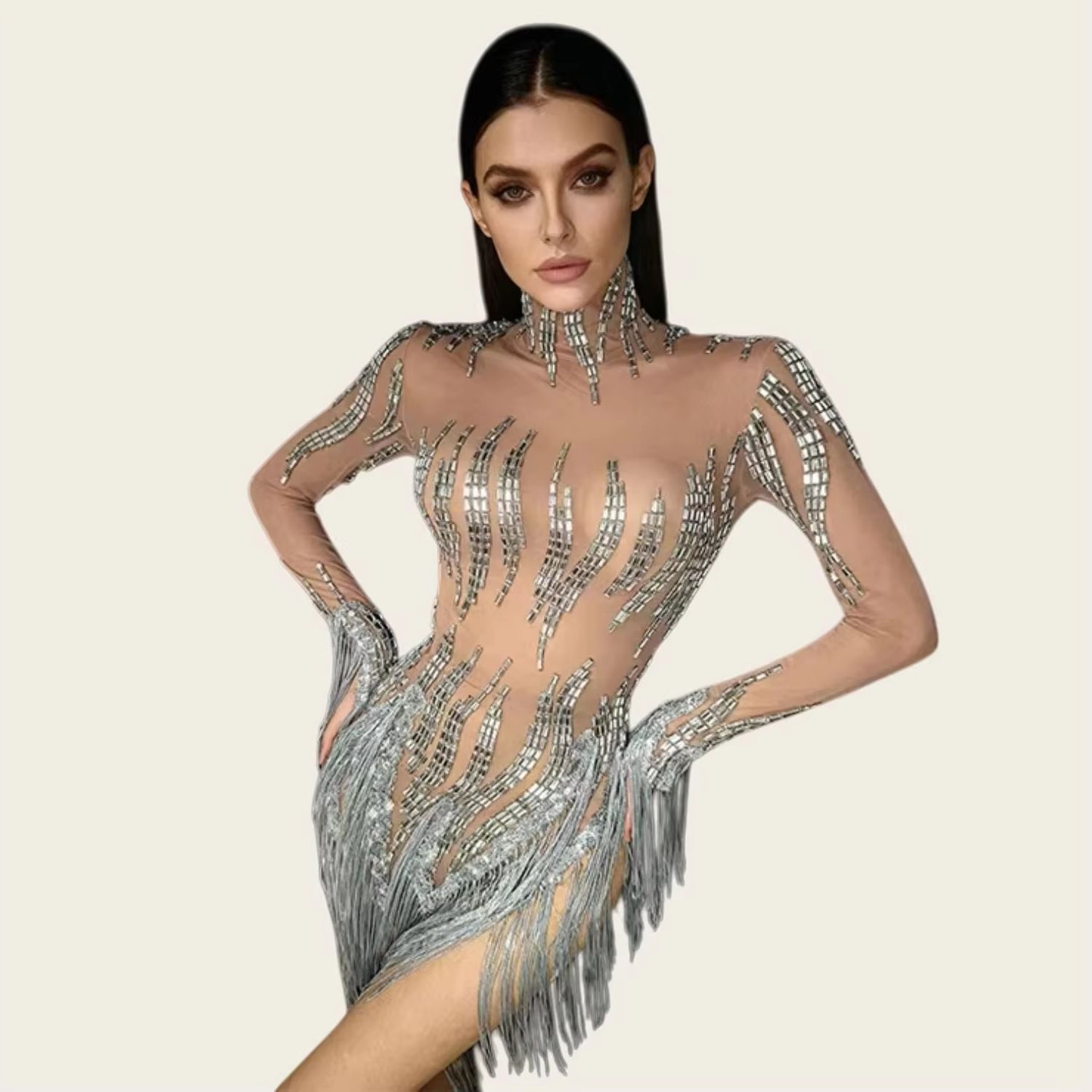 Sparkly Rhinestone Tassel Shor - Sparkly Rhinestone Club Party Dress ulasan dan harga